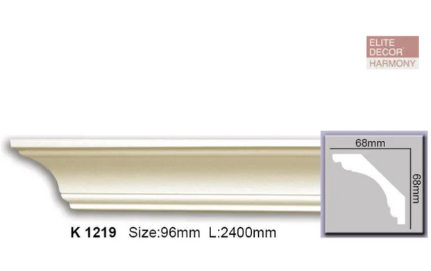 Карниз гладкий поліуретановий Harmony K 1219 (2.44м)