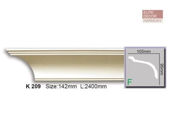Карниз гладкий поліуретановий Harmony K 209